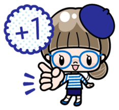 Cute girl with round glasses sticker #8035587