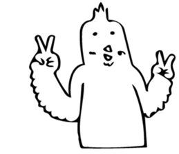 The bird which is a white long torso sticker #8050040