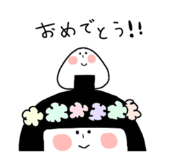bobbed hair and the rice ball sticker #8051943
