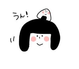 bobbed hair and the rice ball sticker #8051945