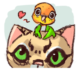 cat and bird day sticker #8053492