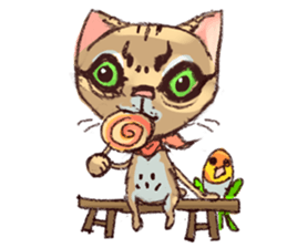 cat and bird day sticker #8053493
