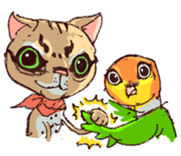 cat and bird day sticker #8053498