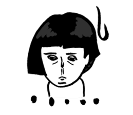 Okame-chan with self-styled bob hair sticker #8063157