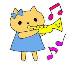 Stamp of a kitty and a trumpet. sticker #8071818
