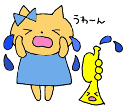 Stamp of a kitty and a trumpet. sticker #8071822