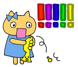 Stamp of a kitty and a trumpet. sticker #8071825