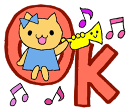 Stamp of a kitty and a trumpet. sticker #8071834