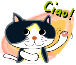 Mii-chan next to the cat. sticker #8076868