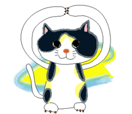 Mii-chan next to the cat. sticker #8076872