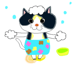 Mii-chan next to the cat. sticker #8076905