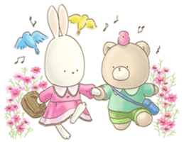 Cute bear and rabbit 3 by Torataro sticker #8081809