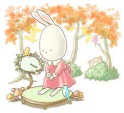 Cute bear and rabbit 3 by Torataro sticker #8081830