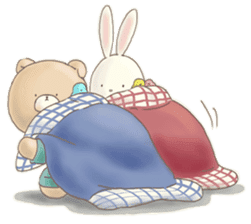 Cute bear and rabbit 3 by Torataro sticker #8081834
