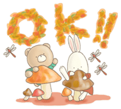 Cute bear and rabbit 3 by Torataro sticker #8081839
