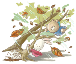 Cute bear and rabbit 3 by Torataro sticker #8081840