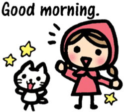Cute cat and girl in English sticker #8084380