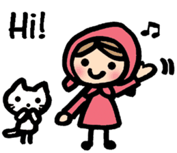 Cute cat and girl in English sticker #8084381