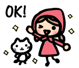 Cute cat and girl in English sticker #8084382