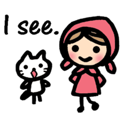 Cute cat and girl in English sticker #8084383