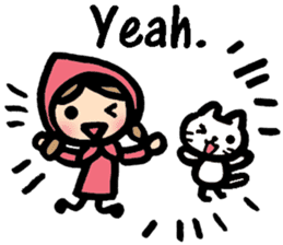 Cute cat and girl in English sticker #8084384