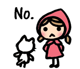 Cute cat and girl in English sticker #8084385