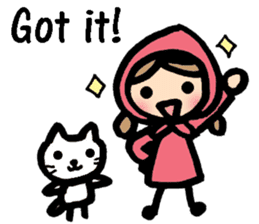 Cute cat and girl in English sticker #8084388