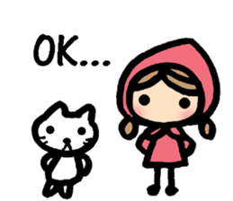 Cute cat and girl in English sticker #8084389