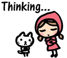 Cute cat and girl in English sticker #8084391