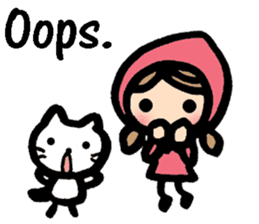 Cute cat and girl in English sticker #8084392