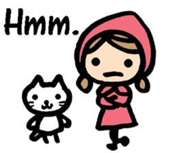 Cute cat and girl in English sticker #8084394
