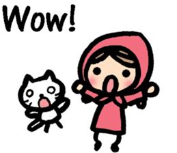 Cute cat and girl in English sticker #8084395