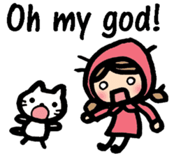 Cute cat and girl in English sticker #8084396