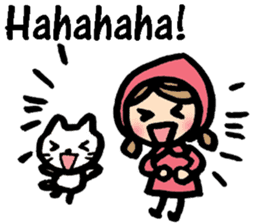 Cute cat and girl in English sticker #8084397