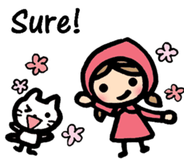 Cute cat and girl in English sticker #8084398