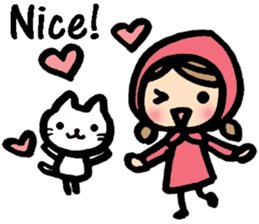 Cute cat and girl in English sticker #8084399