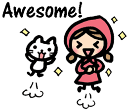 Cute cat and girl in English sticker #8084401