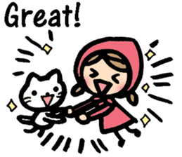 Cute cat and girl in English sticker #8084402