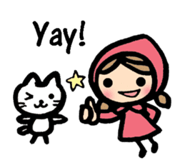 Cute cat and girl in English sticker #8084405