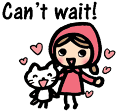 Cute cat and girl in English sticker #8084406