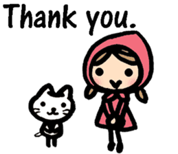 Cute cat and girl in English sticker #8084407