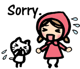 Cute cat and girl in English sticker #8084408