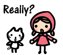 Cute cat and girl in English sticker #8084409