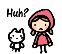 Cute cat and girl in English sticker #8084410