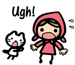 Cute cat and girl in English sticker #8084411