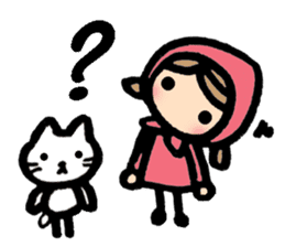 Cute cat and girl in English sticker #8084412