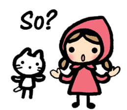Cute cat and girl in English sticker #8084414