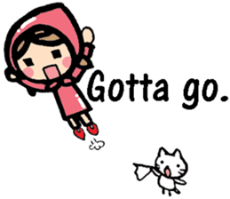 Cute cat and girl in English sticker #8084415