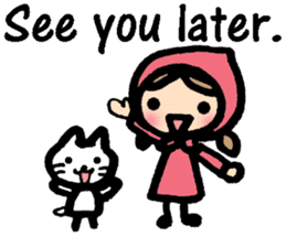 Cute cat and girl in English sticker #8084416