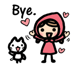 Cute cat and girl in English sticker #8084417